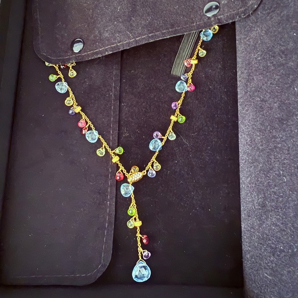 Marco Bicego Paradise 18K Yellow Gold Diamond & Gemstone Lariat Necklace 17" - Picture 9 of 10